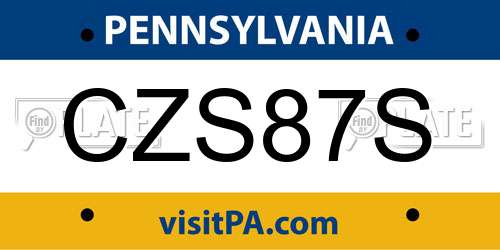 CZS87S Pennsylvania License Plate