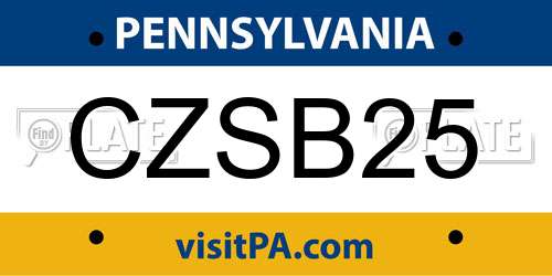 CZSB25 Pennsylvania License Plate