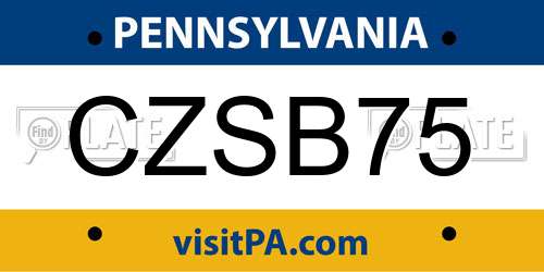 CZSB75 Pennsylvania License Plate