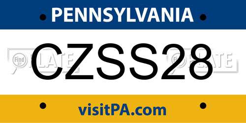 CZSS28 Pennsylvania License Plate