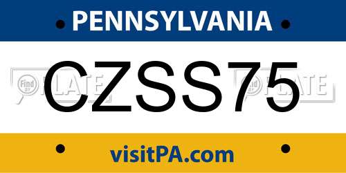 CZSS75 Pennsylvania License Plate