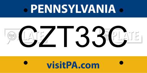 CZT33C Pennsylvania License Plate