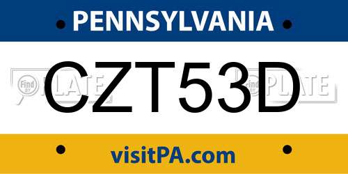 CZT53D Pennsylvania License Plate