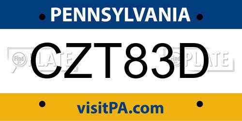 CZT83D Pennsylvania License Plate