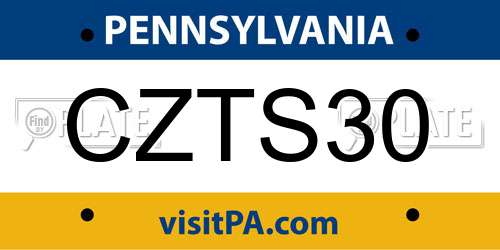 CZTS30 Pennsylvania License Plate