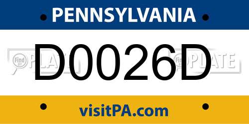 D0026D Pennsylvania License Plate