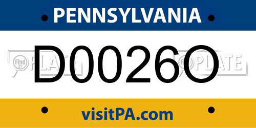 D0026O Pennsylvania License Plate