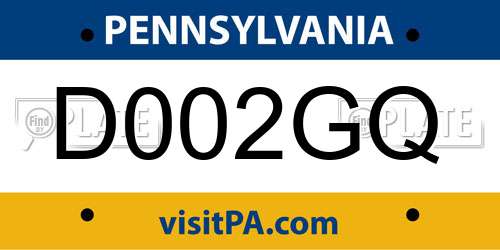 D002GQ Pennsylvania License Plate