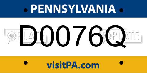 D0076Q Pennsylvania License Plate