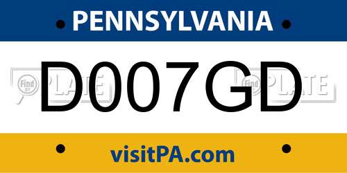 D007GD Pennsylvania License Plate