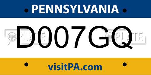 D007GQ Pennsylvania License Plate