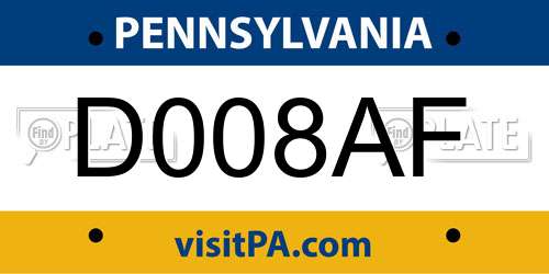 D008AF Pennsylvania License Plate