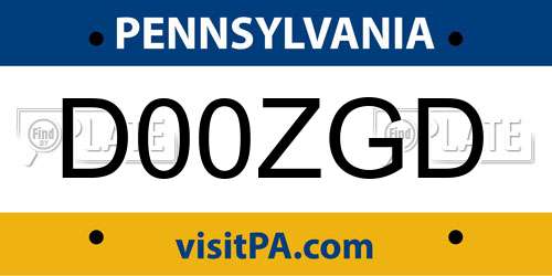 D00ZGD Pennsylvania License Plate