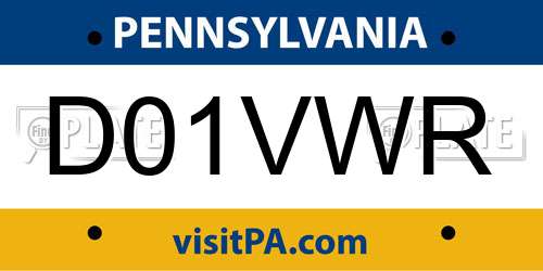 D01VWR Pennsylvania License Plate