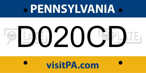 D020CD Pennsylvania License Plate