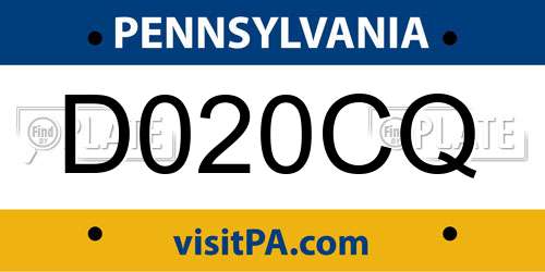 D020CQ Pennsylvania License Plate