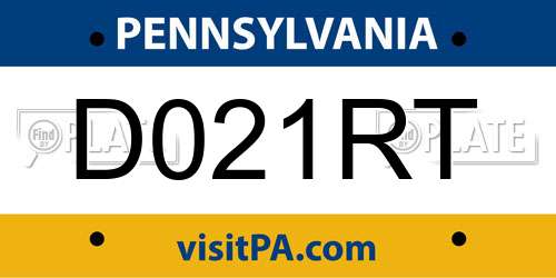 D021RT Pennsylvania License Plate