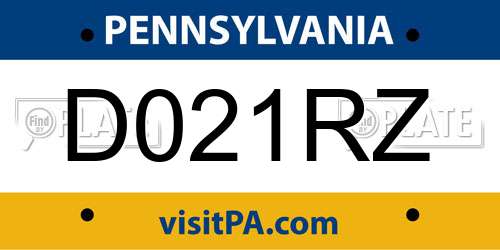 D021RZ Pennsylvania License Plate