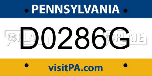 D0286G Pennsylvania License Plate