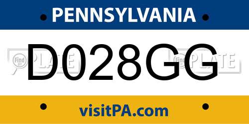 D028GG Pennsylvania License Plate