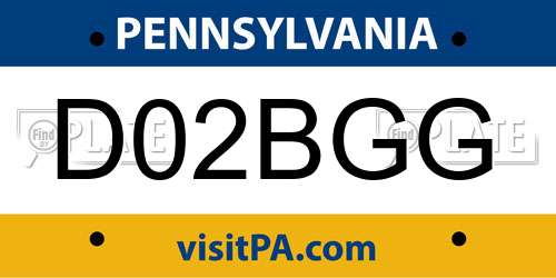 D02BGG Pennsylvania License Plate