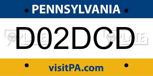 D02DCD Pennsylvania License Plate