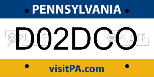 D02DCO Pennsylvania License Plate