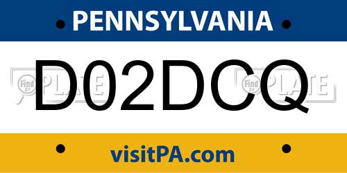 D02DCQ Pennsylvania License Plate