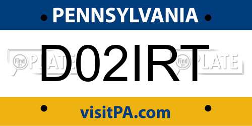 D02IRT Pennsylvania License Plate