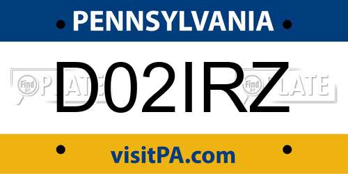 D02IRZ Pennsylvania License Plate