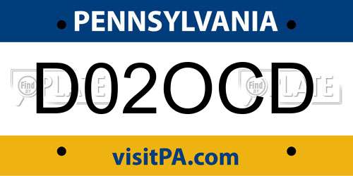 D02OCD Pennsylvania License Plate