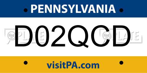 D02QCD Pennsylvania License Plate