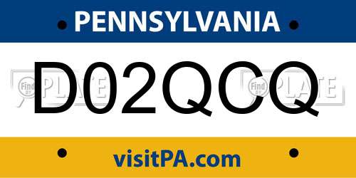 D02QCQ Pennsylvania License Plate