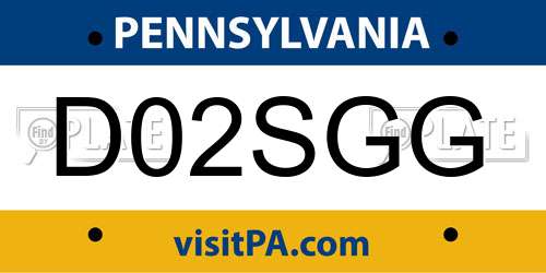 D02SGG Pennsylvania License Plate