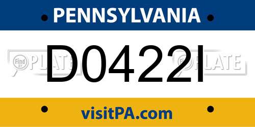 D0422I Pennsylvania License Plate