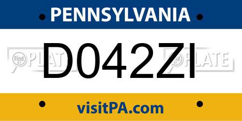 D042ZI Pennsylvania License Plate