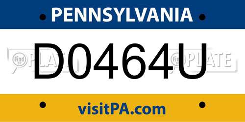 D0464U Pennsylvania License Plate