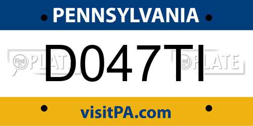 D047TI Pennsylvania License Plate