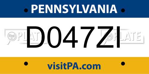 D047ZI Pennsylvania License Plate