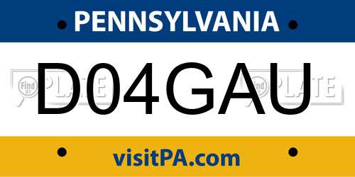 D04GAU Pennsylvania License Plate