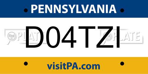 D04TZI Pennsylvania License Plate