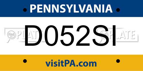 D052SI Pennsylvania License Plate