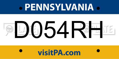 D054RH Pennsylvania License Plate