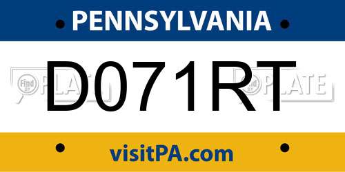 D071RT Pennsylvania License Plate