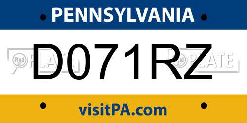 D071RZ Pennsylvania License Plate