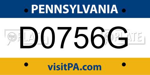 D0756G Pennsylvania License Plate
