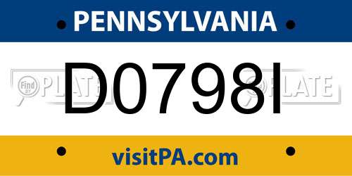 D0798I Pennsylvania License Plate