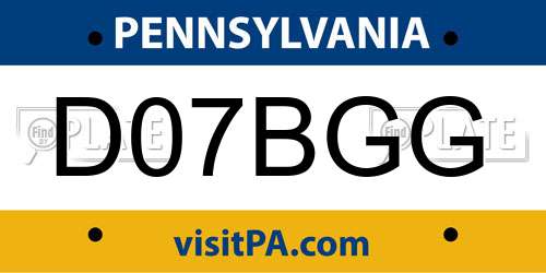 D07BGG Pennsylvania License Plate