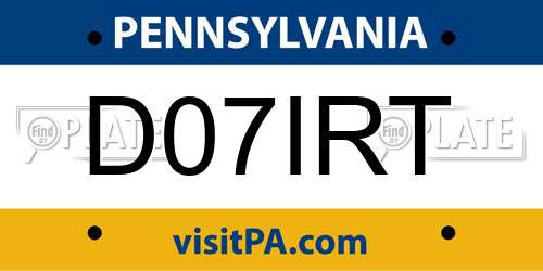 D07IRT Pennsylvania License Plate