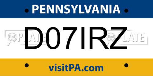 D07IRZ Pennsylvania License Plate